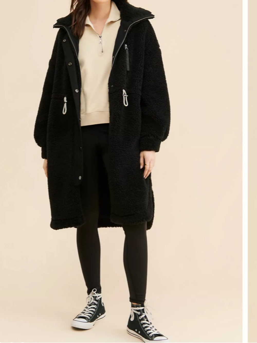Varley Sherpa Jones Black Teddy Coat Jacket Size Small . Anthropologie. - Picture 2 of 13